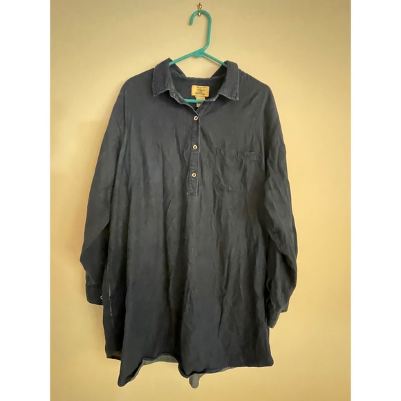 Stevie‎ Lindsay Denim Tunic Top Long Sleeve Button Up Shirt Dress 2X *belt Na* - Picture 1 of 9